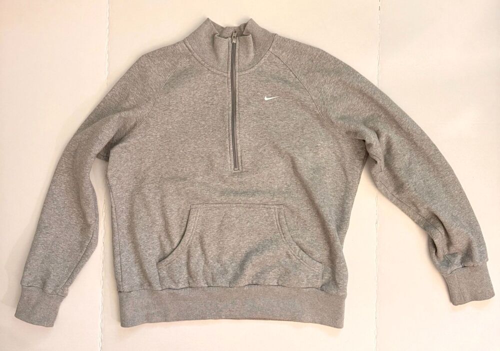 Vintage Nike The Athletic Dept Quarter Zip Fleece Sweatshirt Gray Womens XL Y2K